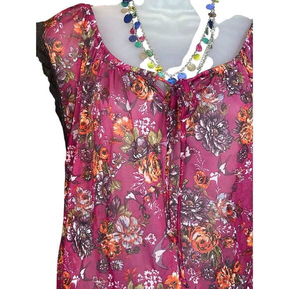 Self Esteem Y2K Women's Med Semi Sheer Floral Blouse Whimsical Romantic 90s - Picture 2 of 11